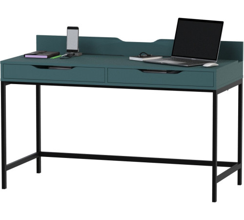 Офисный стол Mio Tesoro Ингар D 132 серо-бирюзовый/черный