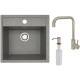 Кухонная мойка БелЭворс Rio + смеситель W4998-4 + дозатор L405-1 серый/сатин