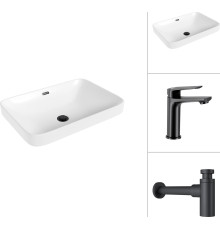 Умывальник Lauter 21441B + Sky 21СК533BS с сифоном 21635B черный матовый