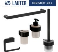 Набор аксессуаров для ванной Lauter 21TS3019 + 21TS3021 + 21TS3015 + 21TS3006 + 21TS3023 Matt Black, 5 предметов