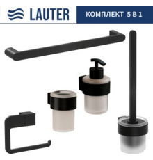 Набор аксессуаров для ванной Lauter 21TS3019 + 21TS3021 + 21TS3015 + 21TS3006 + 21TS3023 Matt Black, 5 предметов