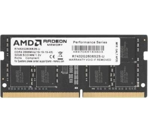 Оперативная память AMD Radeon R7 32GB DDR4 SODIMM PC4-21300 R7432G2606S2S-U