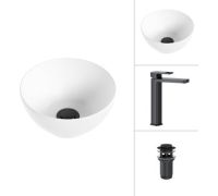 Умывальник Lauter 21601E + Cascade 21СК0655BS с донным клапаном 21190B черный матовый