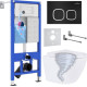 Унитаз подвесной Roxen Antares Tornado Long в комплекте с инсталляцией StounFix Dual Fresh 6 в 1 868433 кнопка: черный матовая