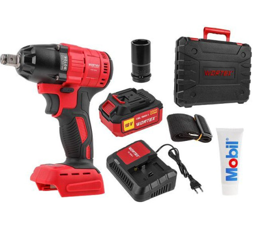 Гайковерт Wortex CWR 0318 0329229 с 1-м АКБ, кейс, оснастка