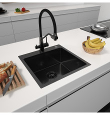 Кухонная мойка ARFEKA Eco AR 500*500 Black PVD Nano Decor Volcanic Rock