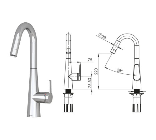 Смеситель Teska Axis E4106 хром