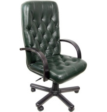 Офисное кресло Деловая обстановка Премьер экстра кожа люкс, венге, зеленый