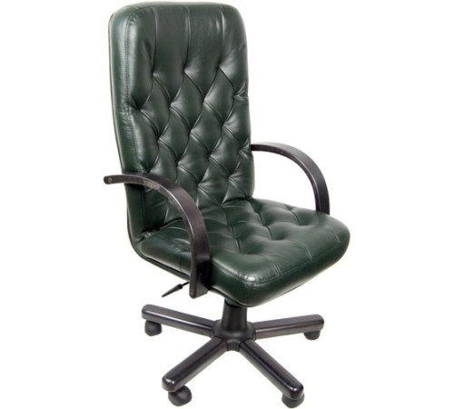 Офисное кресло Деловая обстановка Премьер экстра кожа люкс, венге, зеленый