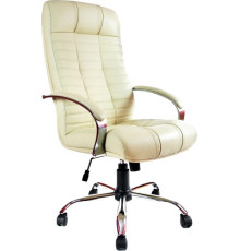 Офисное кресло Деловая обстановка Атлант Хром кожа люкс бежевый