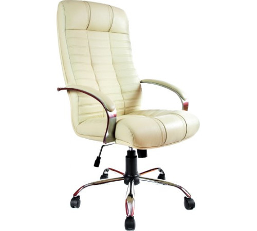 Офисное кресло Деловая обстановка Атлант Хром кожа люкс бежевый