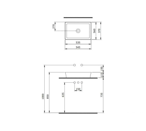 Умывальник Berges Wasserhaus Ego SL 55x38 181009