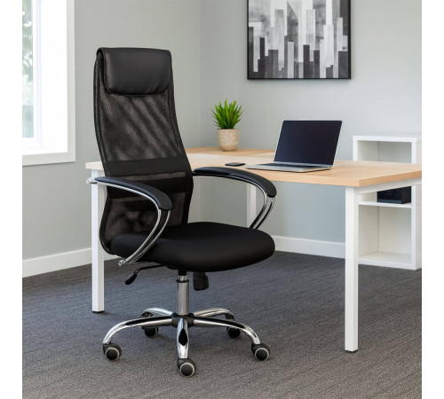 Офисное кресло AksHome First CH ткань/сетка, черный