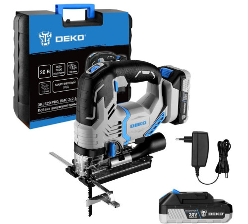 Электролобзик Deko DKJS20 PRO 083-1125 с 2-мя АКБ, кейс