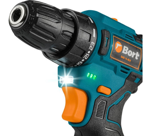 Дрель-шуруповерт Bort BAB-16-BLK 93414868 с 2-мя АКБ, кейс