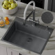 Кухонная мойка Roxen Snake 560220-60-BS PVD графит/текстурная поверхность с коландером и дозатором