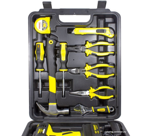 Дрель-шуруповерт WMC Tools 1057 с 1-им АКБ, кейс, набор оснастки