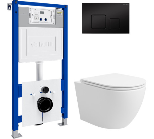 Унитаз подвесной Lauter Vortex 2110830 с кнопкой 219704F квадратная, черный