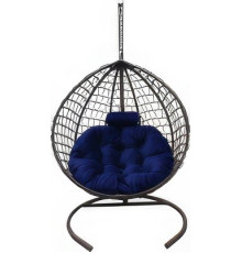 Подвесное кресло Craftmebel Кокон Капля Премиум синий/коричневый