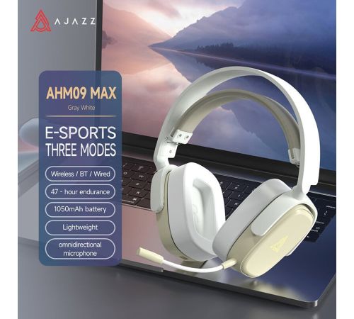 Наушники Ajazz AHM09 Max белый/серый