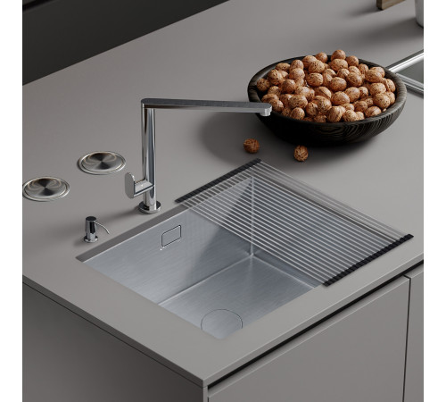 Кухонная мойка Roxen Uno 560210-44 440*440 сатин под столешницу с ролл-матом и дозатором