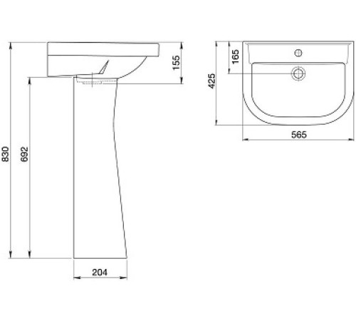 Умывальник Santeri Pro 131155S0010B0 + 136012S0000B0