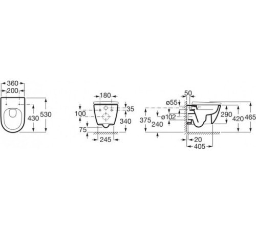 Унитаз подвесной Roca Ona Rimless 530 A346687000