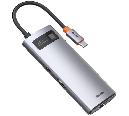 Док-станция Baseus Metal Gleam Series 6-in-1 Multifunctional USB Type C CAHUB-CW0G