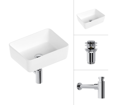 Умывальник Lauter 21674B + клапан 21190CH + сифон 21635CH хром