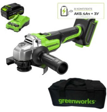 Угловая шлифмашина Greenworks AG590 3201007CUB с 1-им АКБ, сумка