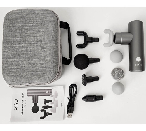 Перкуссионный массажер Miru BM-18 8 насадок, серый