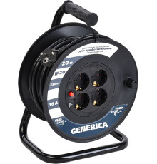 Удлинитель Generica УК20 WKP20-16-04-20-G 20 м, черный