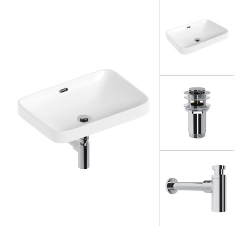 Умывальник Lauter 21441A + клапан 21190CH + сифон 21635CH хром