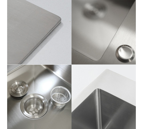 Кухонная мойка AKS Прямоугольная 78x51 левая сатин никель