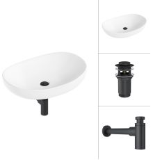 Умывальник Lauter 21502 + клапан 21190B + сифон 21635B черный матовый