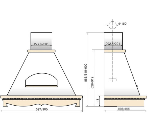 Кухонная вытяжка Elikor Бельведер 60П-650-П3Д бежевый/дуб неокрашенный