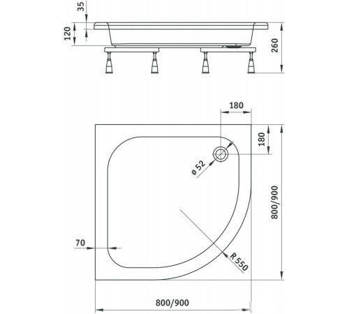Душевой поддон Deante Standard Plus II 90x90 KTU 031B