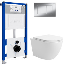 Унитаз подвесной Lauter Vortex 2110830 с кнопкой 219701J прямоугольная, хром