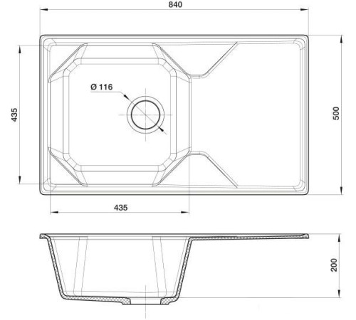 Кухонная мойка GranFest GF-U-840L песочный