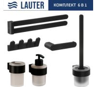 Набор аксессуаров для ванной Lauter 21TS3019 + 21TS3021 + 21TS3009 + 21TS3013 + 21TS3004 + 21TS3023 Matt Black, 6 предметов