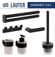 Набор аксессуаров для ванной Lauter 21TS3019 + 21TS3021 + 21TS3009 + 21TS3013 + 21TS3004 + 21TS3023 Matt Black, 6 предметов