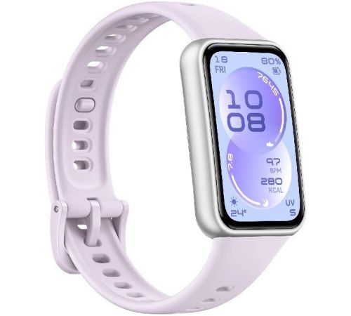 Фитнес-браслет Huawei Band 11 серебристый полимерный корпус, с сиреневым силиконовым ремешком, международная версия
