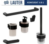 Набор аксессуаров для ванной Lauter 21TS3019 + 21TS3021 + 21TS3011 + 21TS3013 + 21TS3006 + 21TS3023 Matt Black, 6 предметов