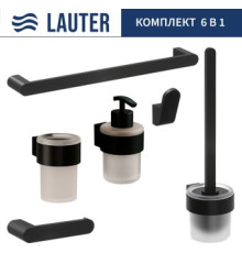 Набор аксессуаров для ванной Lauter 21TS3019 + 21TS3021 + 21TS3011 + 21TS3013 + 21TS3006 + 21TS3023 Matt Black, 6 предметов