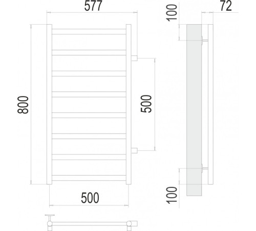 Полотенцесушитель TERMINUS Аврора П8 500x800 сатин, с боковым подключением 500