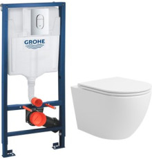 Унитаз подвесной Lauter Vortex 2110830 + GROHE Rapid SL 39504000 с кнопкой округлая, хром