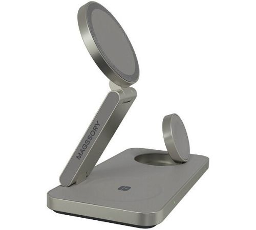 Беспроводное зарядное Magssory Yoga 3 в 1 Charging Station для Apple Qi2 WCH016t титан