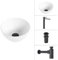 Умывальник Lauter 21601E + Reef 21CK8678BS + сифон 21635B + дон.клапан 21190B черный матовый