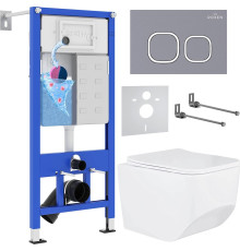 Унитаз подвесной Roxen Boro в комплекте с инсталляцией StounFix Dual Fresh 6 в 1 966418 кнопка: серый бетон