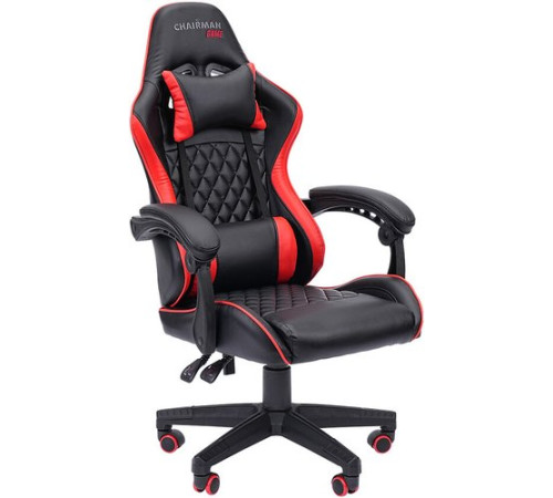Игровое геймерское кресло CHAIRMAN CH28 экокожа, черный/красный